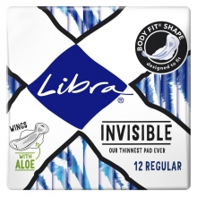 Libra 日用纤薄隐形超级护翼卫生巾含芦荟 12片